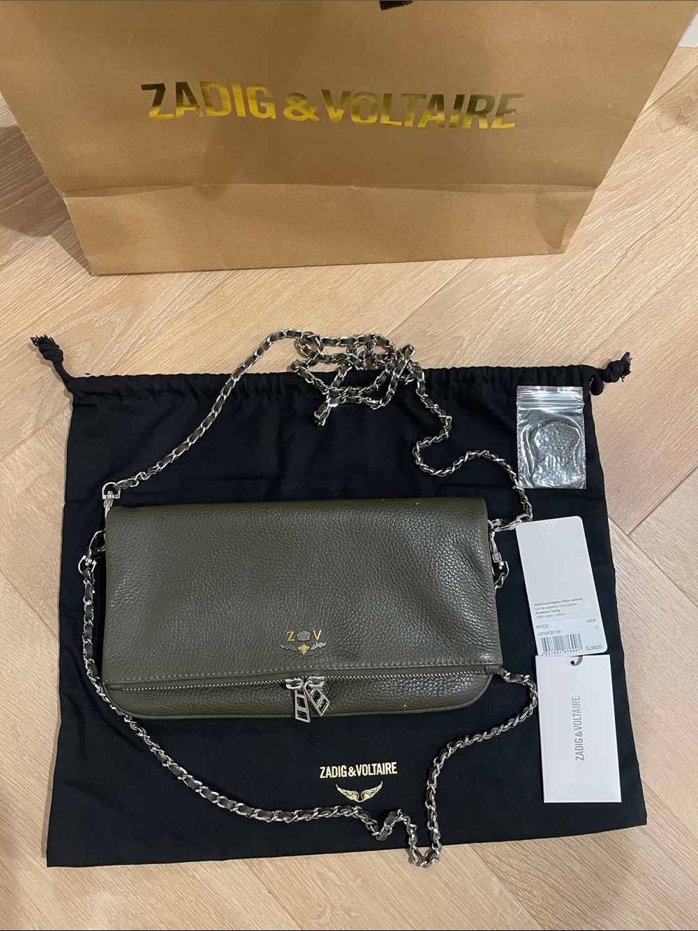 NWT Zadig & Voltaire Rock Crossbody Bag in Green/ Kaki - Picture 12 of 12